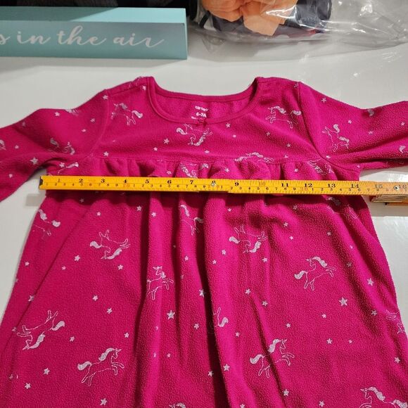 Carter's Girls Magenta Pink Silver Unicorns Pajama Nightgown Size 6-7 - Picture 7 of 8
